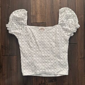 Monteau White Boho Puff Sleeve Top Jr. XL